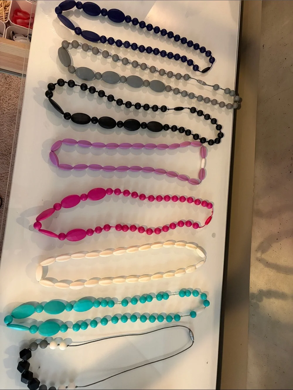 Baby teething Necklace Lot - Navy, Gray, Black, Pink, Cream, Teal, black & white